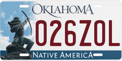 OK license plate 026ZOL