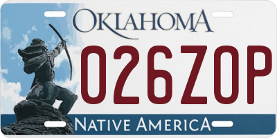 OK license plate 026ZOP