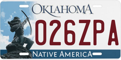 OK license plate 026ZPA