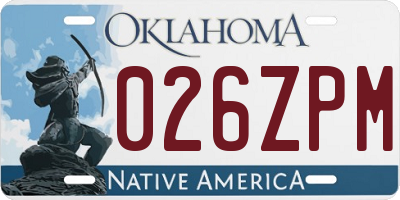 OK license plate 026ZPM