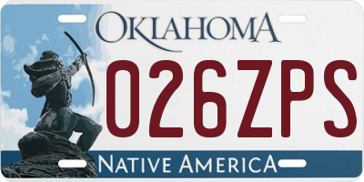 OK license plate 026ZPS