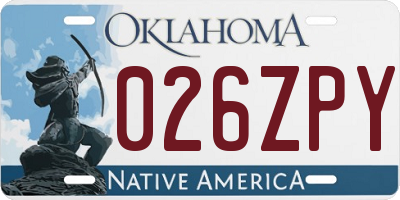 OK license plate 026ZPY