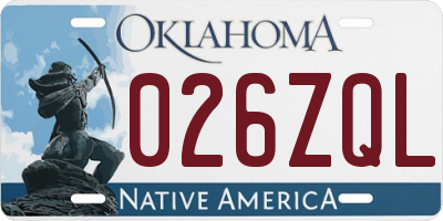 OK license plate 026ZQL