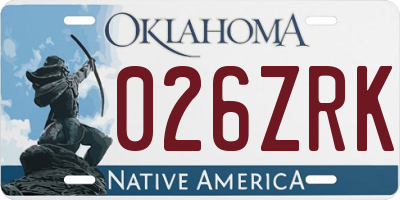 OK license plate 026ZRK