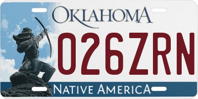 OK license plate 026ZRN