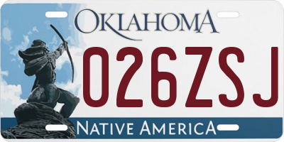 OK license plate 026ZSJ