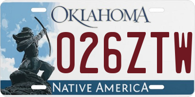 OK license plate 026ZTW