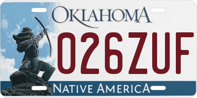 OK license plate 026ZUF