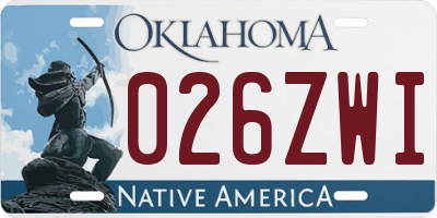 OK license plate 026ZWI