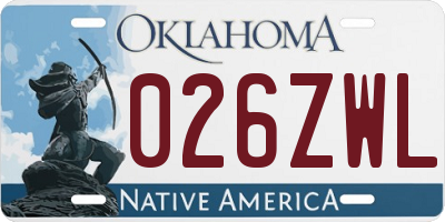 OK license plate 026ZWL