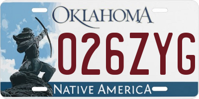 OK license plate 026ZYG