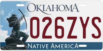 OK license plate 026ZYS
