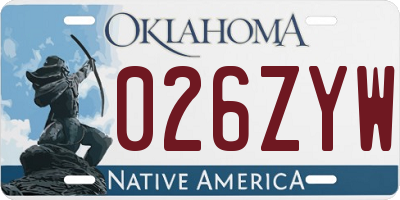 OK license plate 026ZYW