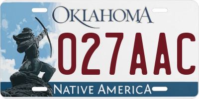 OK license plate 027AAC