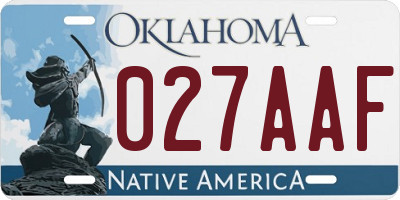 OK license plate 027AAF