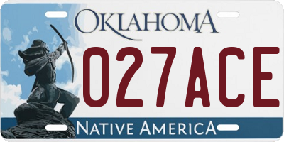 OK license plate 027ACE