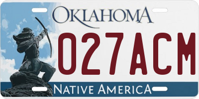 OK license plate 027ACM
