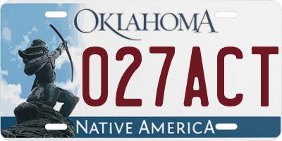 OK license plate 027ACT