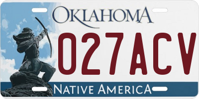 OK license plate 027ACV