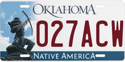 OK license plate 027ACW