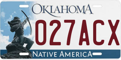 OK license plate 027ACX