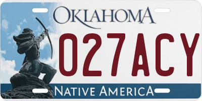 OK license plate 027ACY