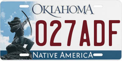 OK license plate 027ADF
