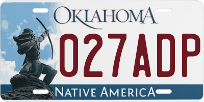 OK license plate 027ADP