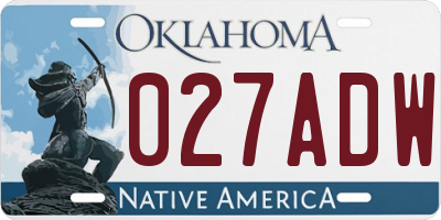 OK license plate 027ADW