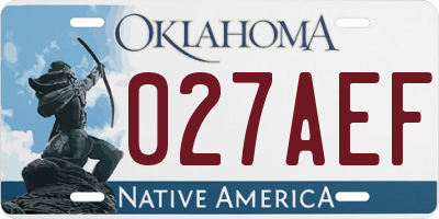 OK license plate 027AEF