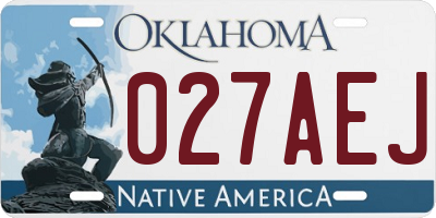 OK license plate 027AEJ