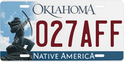 OK license plate 027AFF