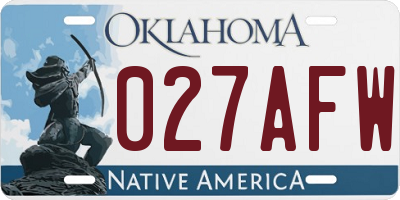 OK license plate 027AFW