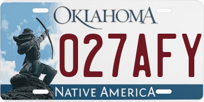 OK license plate 027AFY