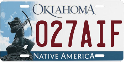 OK license plate 027AIF