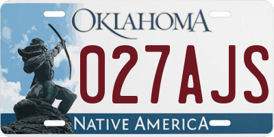 OK license plate 027AJS
