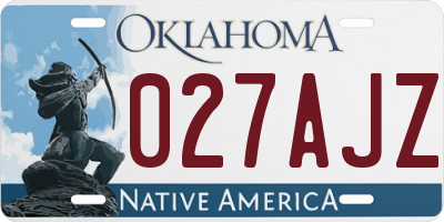 OK license plate 027AJZ