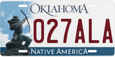OK license plate 027ALA