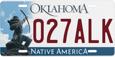 OK license plate 027ALK