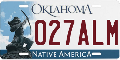 OK license plate 027ALM