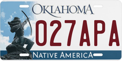 OK license plate 027APA