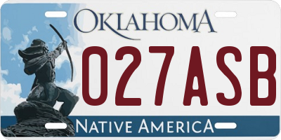 OK license plate 027ASB