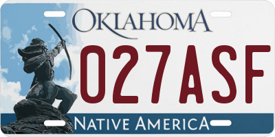 OK license plate 027ASF