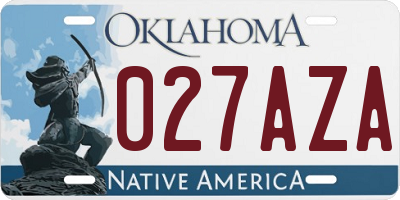 OK license plate 027AZA