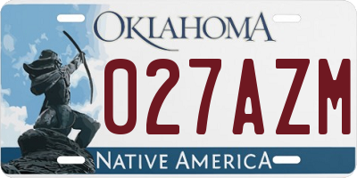 OK license plate 027AZM