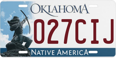 OK license plate 027CIJ
