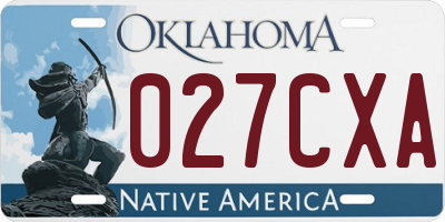 OK license plate 027CXA