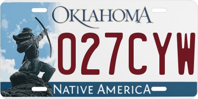 OK license plate 027CYW