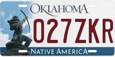 OK license plate 027ZKR