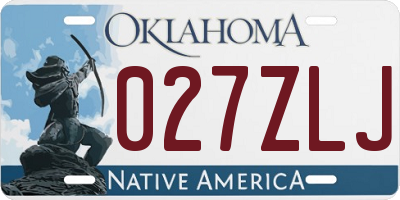OK license plate 027ZLJ